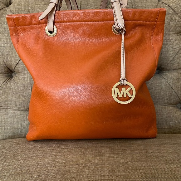 Michael Kors Handbags - Michael Kors Orange Soft Pebbled Leather XL Tote